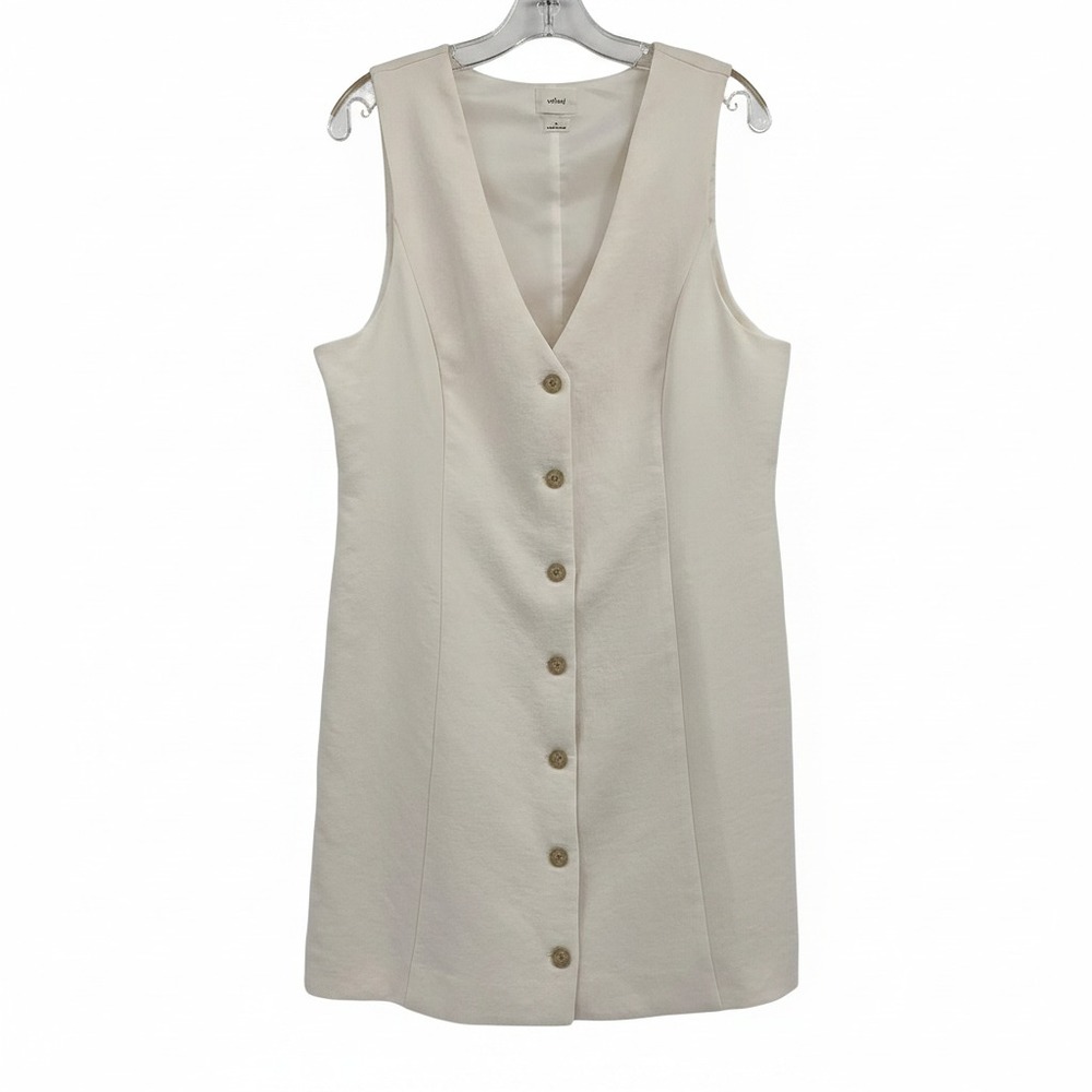 Wilfred Cream Button Front Sleeveless Mini Dress | Womens XL